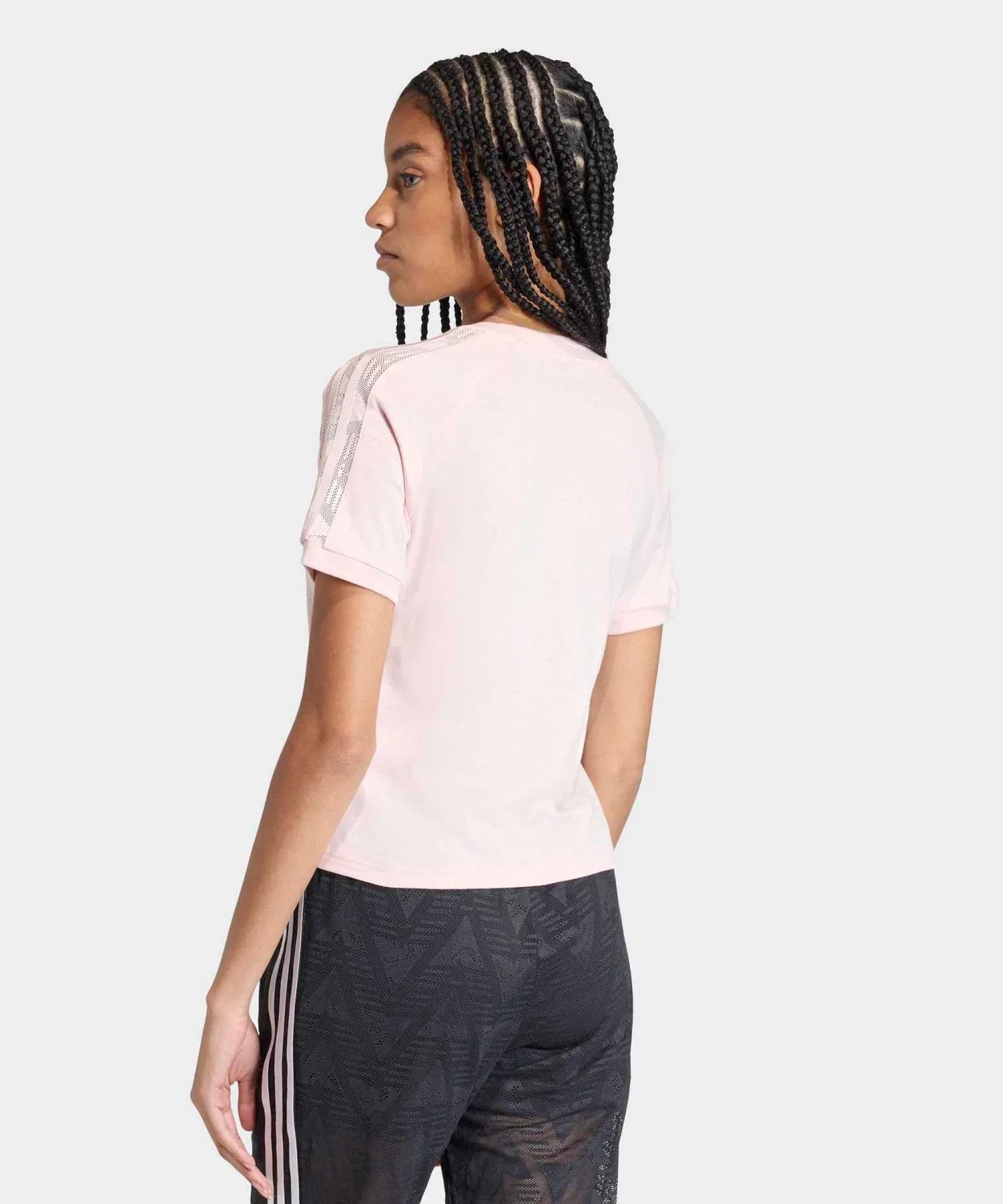Женская футболка с кружевным принтом, slim fit, модель Lace Kali Adidas, Pink — фото 2