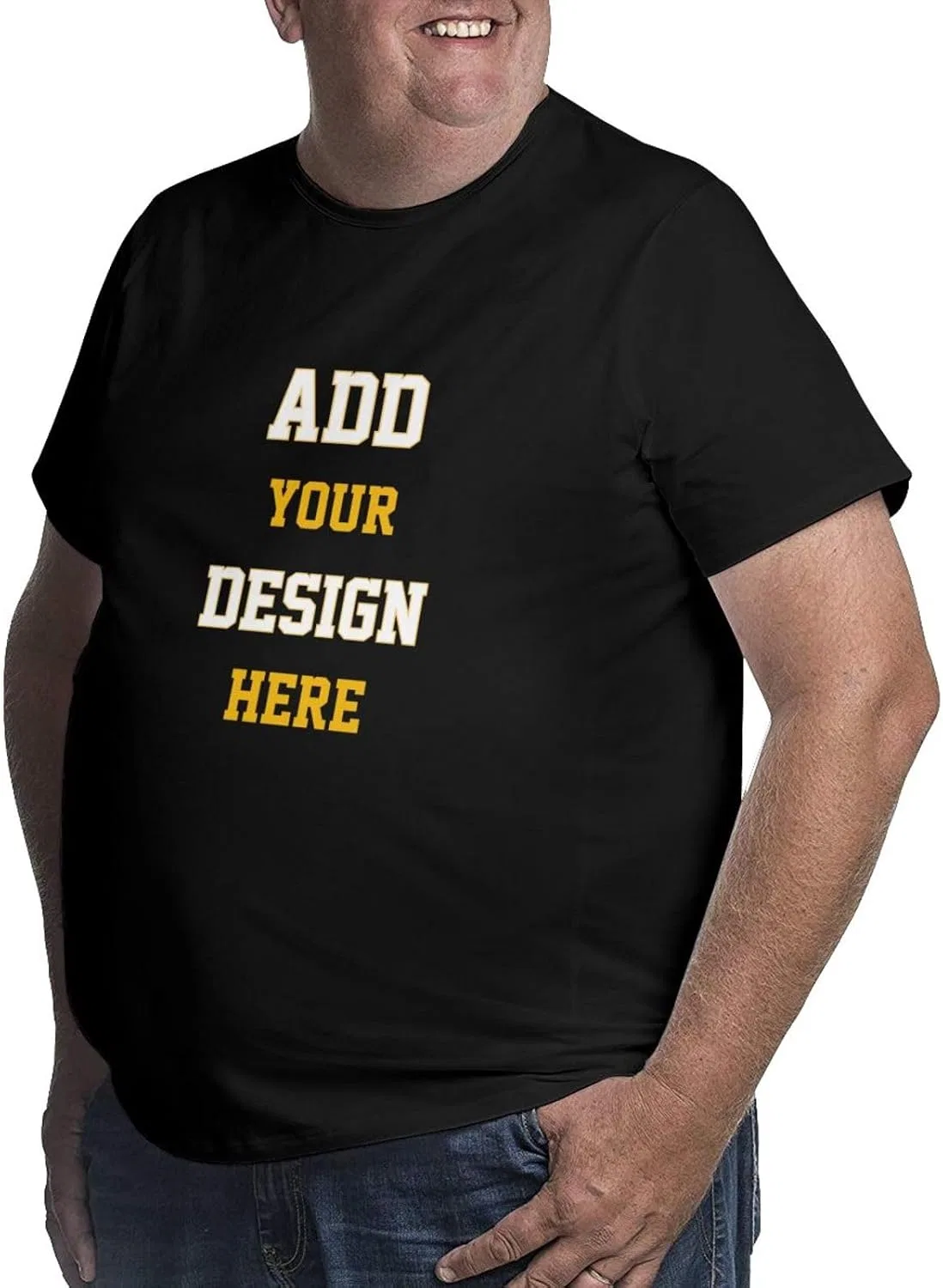 Мужская футболка свободного кроя Custom Picture T-shirts for Big and Tall Men, Black — фото 2
