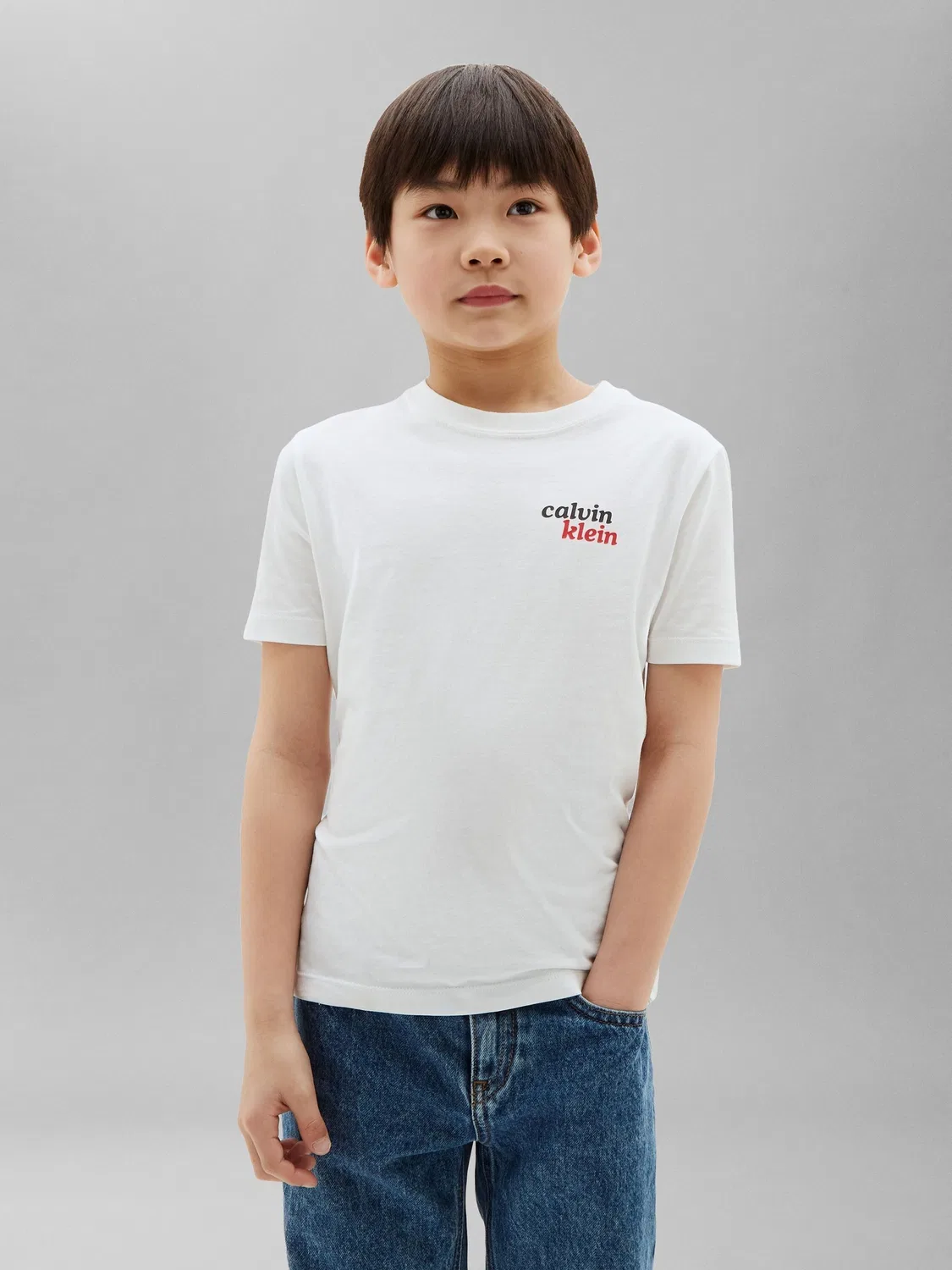 Футболка с логотипом Calvin Klein Jeans Kids, белая