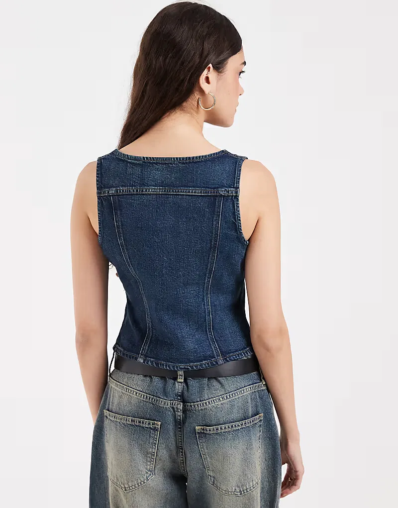 Жилет джинсовый винтажный на молнии Levi's, синий — фото 2