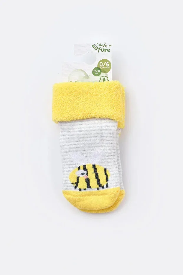 Детские носки махровые с антискользящим покрытием Biorganic, Yellow