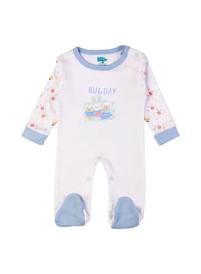 Комплект из 5 предметов для малышей с принтом Hug Day Babies Basic, голубой — фото 3