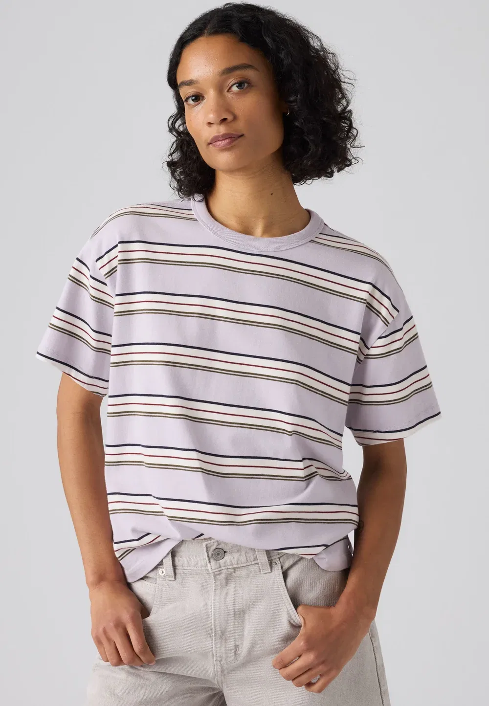 Винтажная футболка - базовая футболка Levi'S, Vida Stripe Lavender Blue Heavyweight Jersey — фото 2