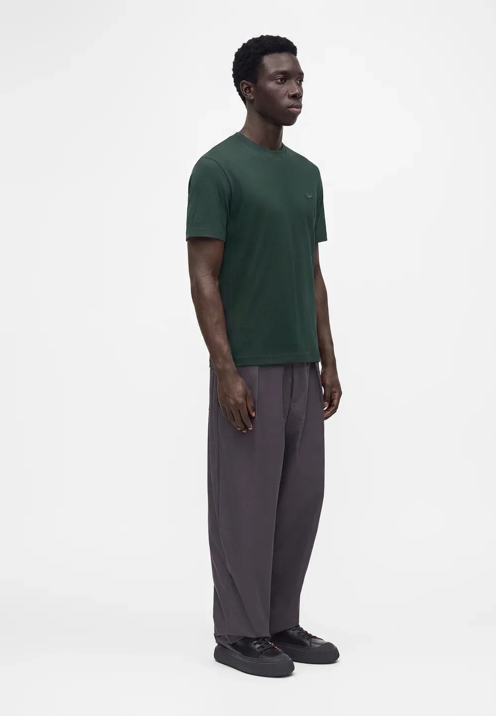 Футболка Lacoste, однотонная, с круглым вырезом, темно-зеленый — фото 4