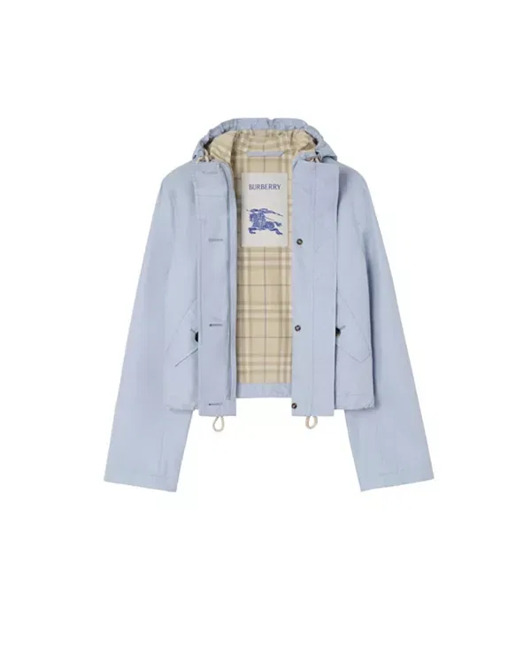 Женская куртка-парка укороченная из тропической габардины модель Cropped tropical gabardine parka Burberry, Sunbleached Blue — фото 3