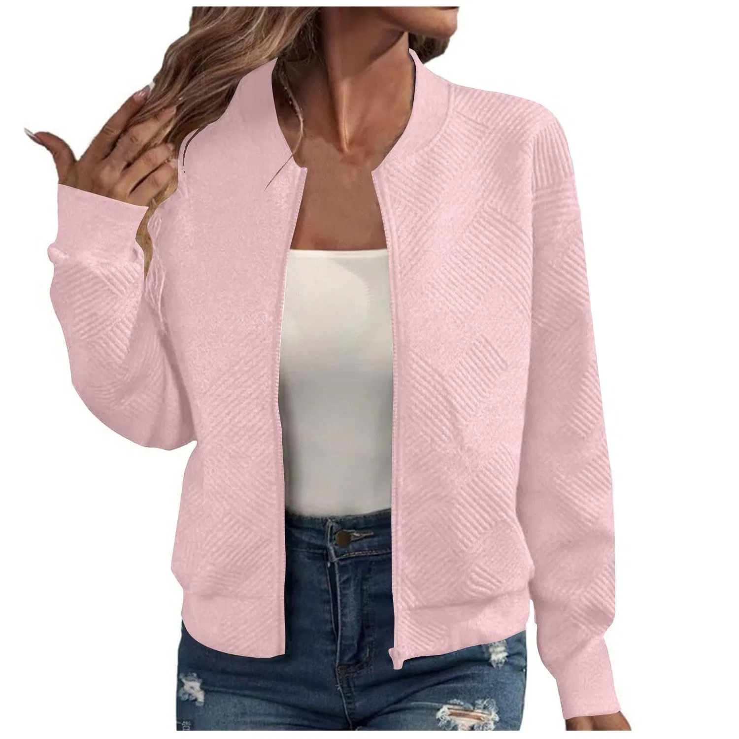 Женская куртка-бомбер с длинным рукавом, Colour: Pink