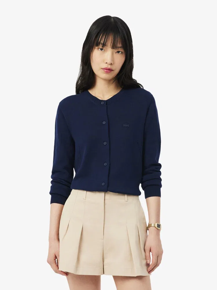Кардиган LACOSTE Light Cotton Crewneck, Navy