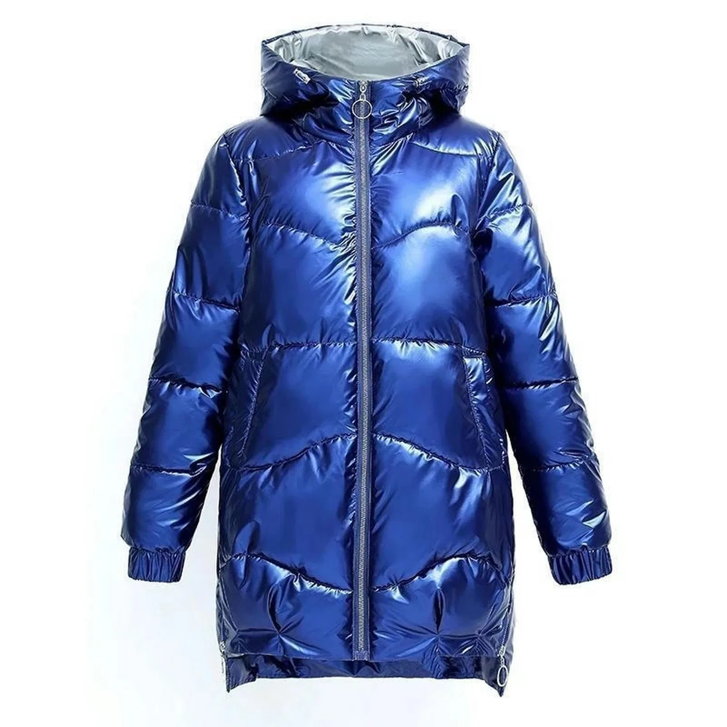 Женское зимнее пальто из хлопка с принтом, модель Nuovo Cappotto Invernale, Blu Reale