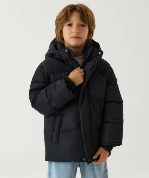 Пуховик короткий с капюшоном Musinsa Standard Kids, черный