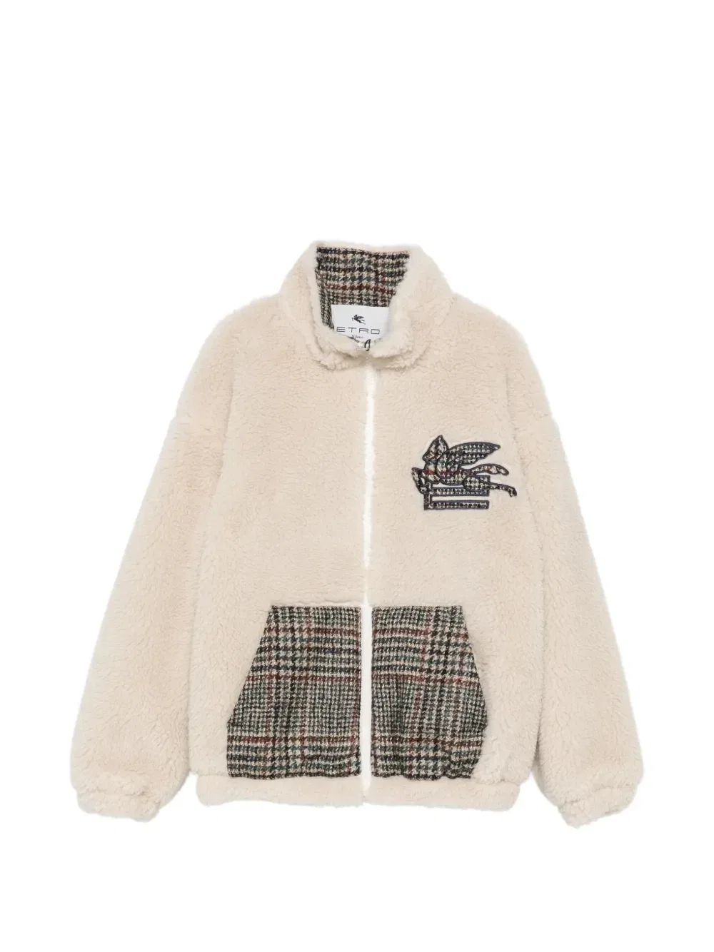 Куртка с клетчатым узором и нашивкой Пегаса ETRO KIDS, бежевый