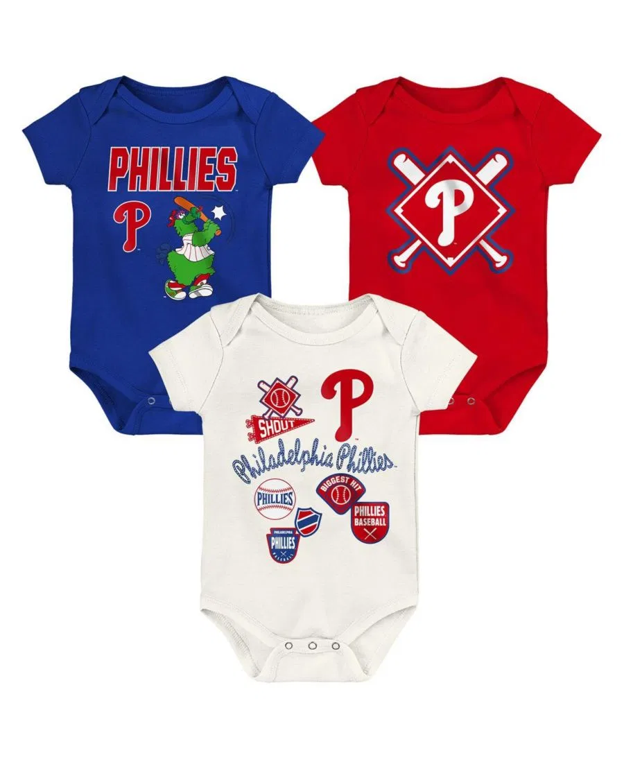 Комплект ползунков с коротким рукавом Philadelphia Phillies Home Plate Outerstuff, Blue, Cream