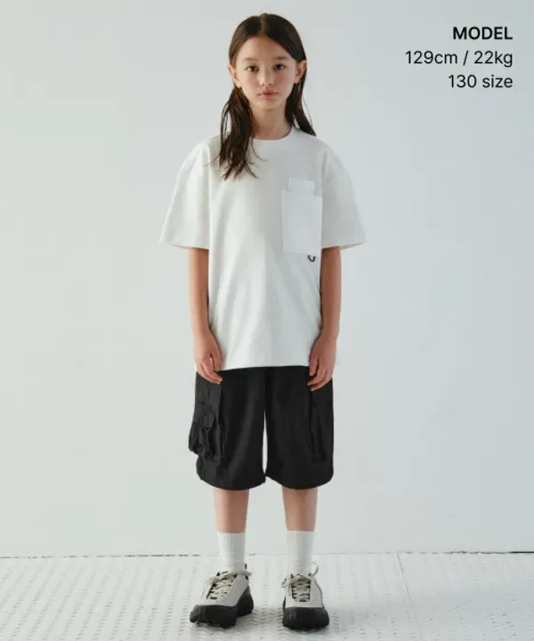 Футболка оверсайз с накладным карманом Musinsa Standard Kids, белый — фото 3