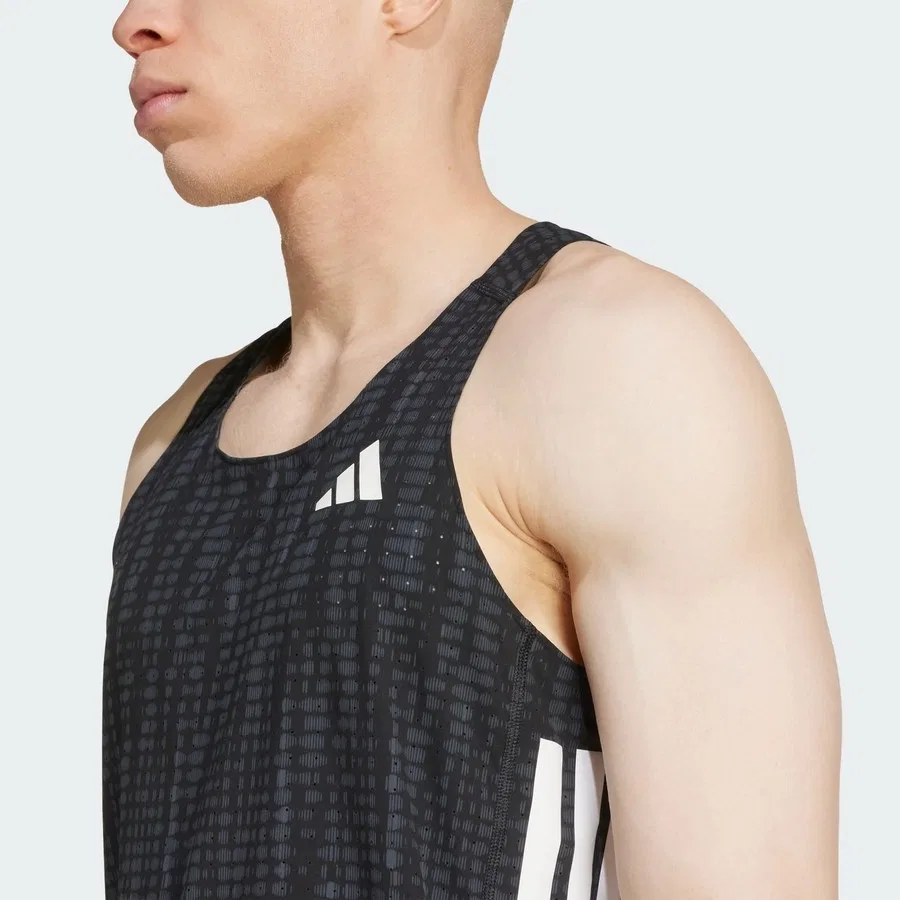 Беговая майка adidas Performance Adizero Running Singlet, Серо-черный — фото 4