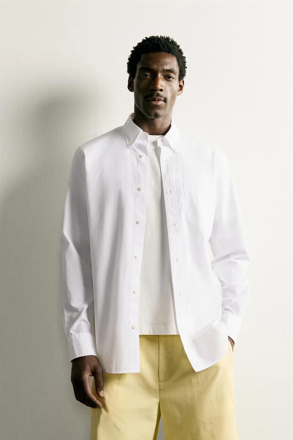 Хлопковая рубашка стандартного кроя ZARA, White — фото 2