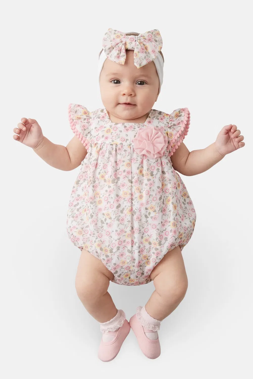 Боди-комбинезон с цветочным принтом комплект 2 предмета Baby Essentials, разноцветный