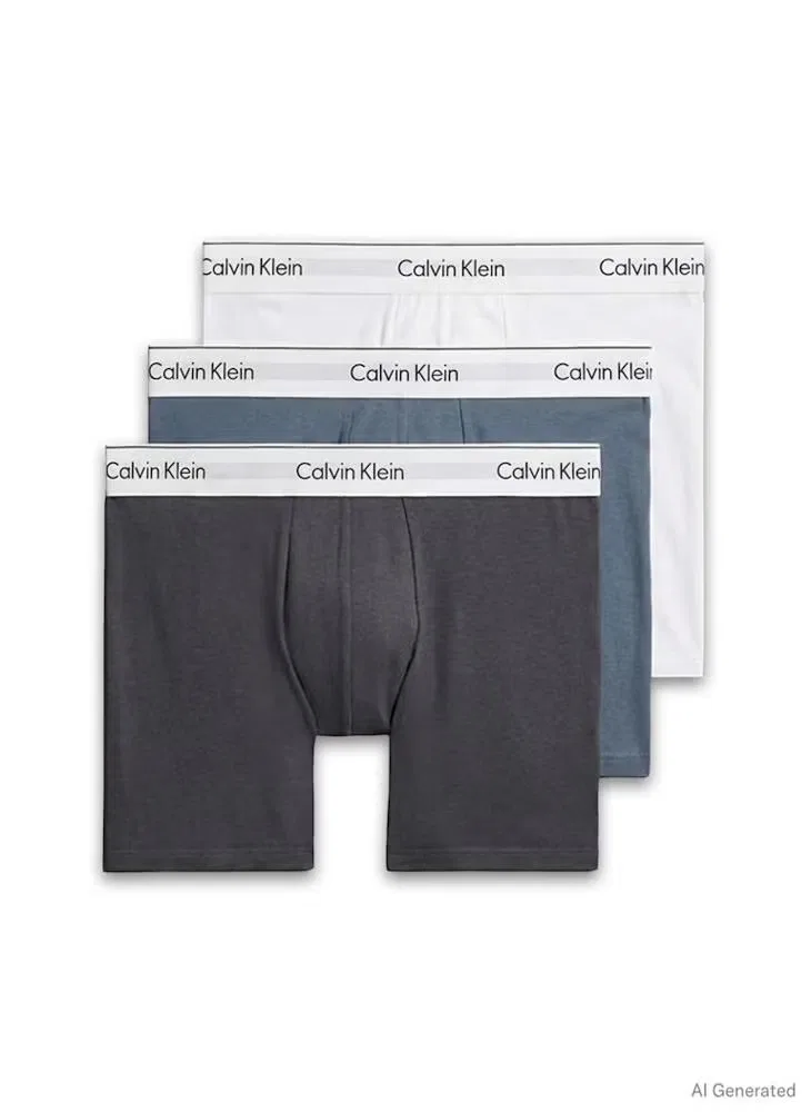 Боксеры-брифы с эластичной посадкой, 3 шт, Icon Cotton Stretch, Calvin Klein, белый