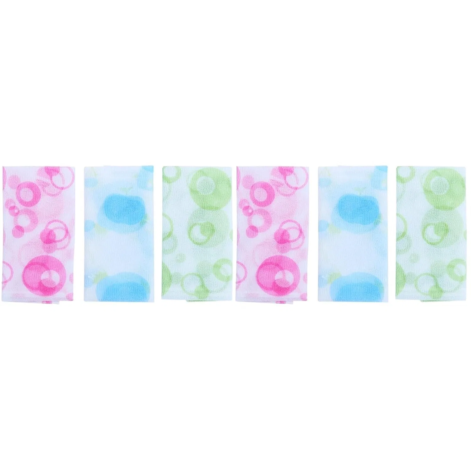 Мочалка для душа Nylon, DOITOOL, набор 6 шт, 90x30 см, Зеленый, Синий, Розовый