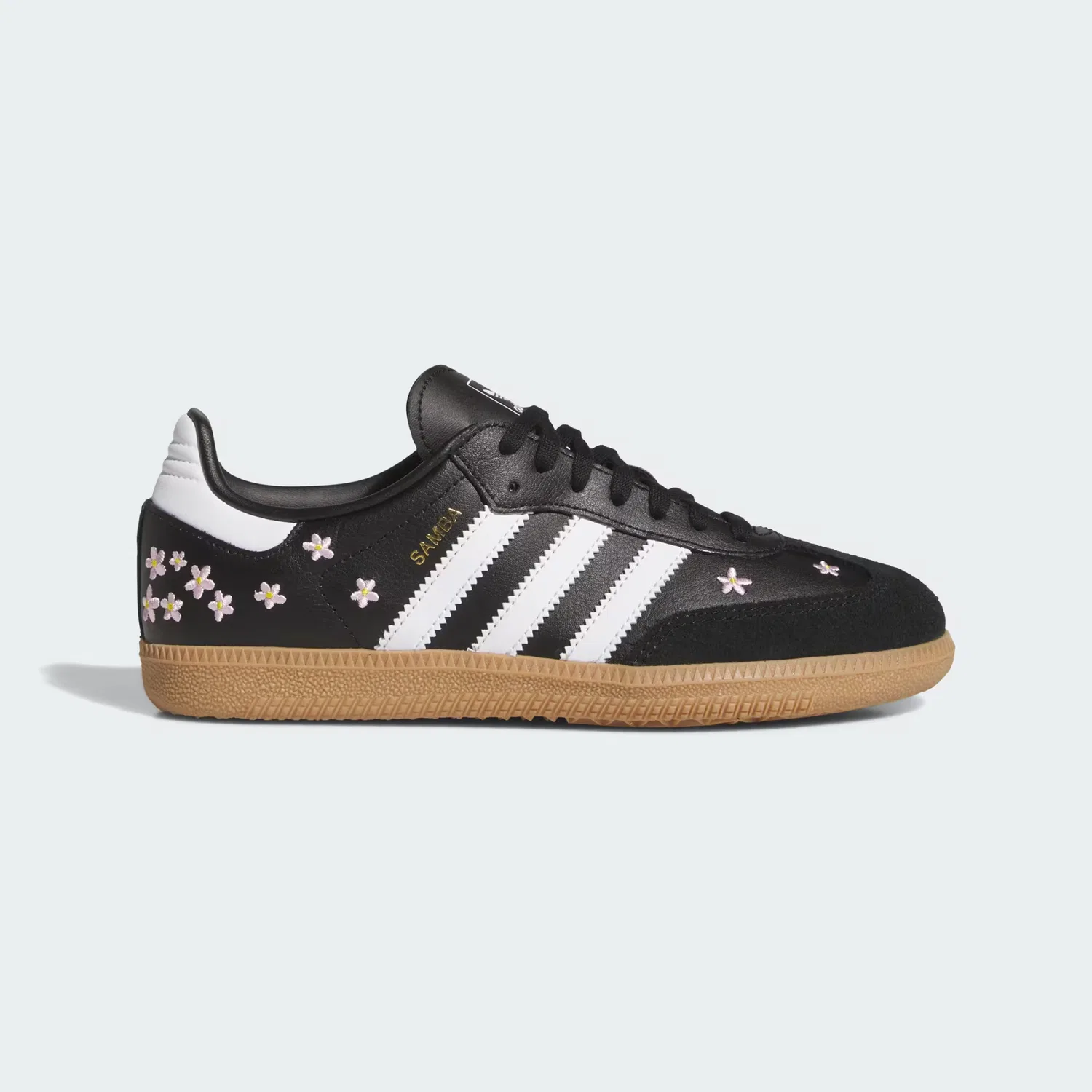 Детские кроссовки с цветочной вышивкой Samba OG Adidas Originals, черный/белый/карамельный