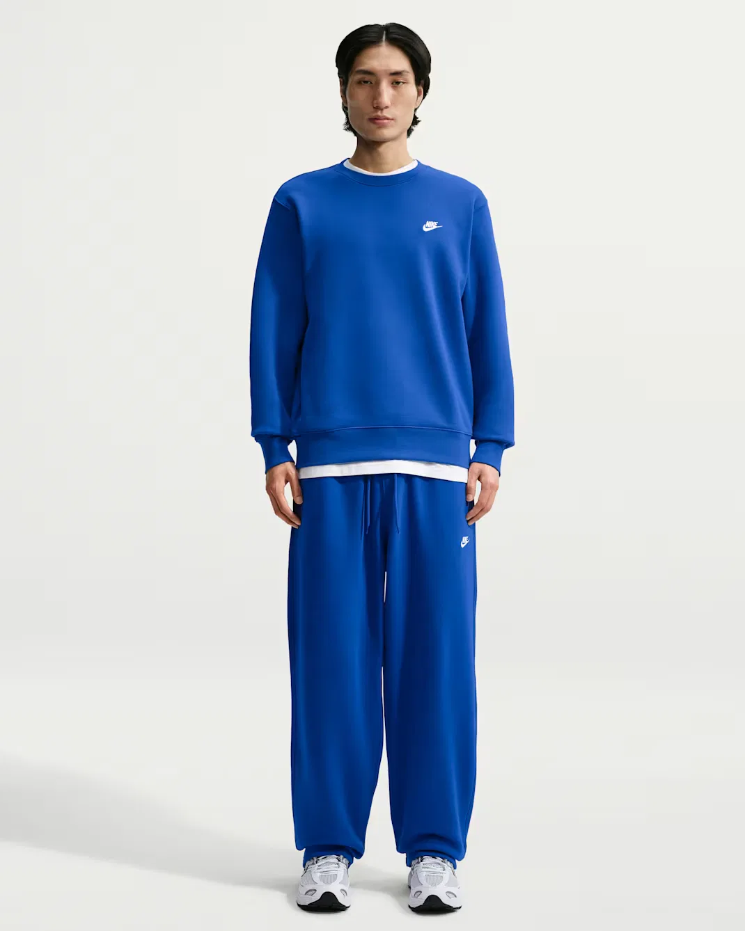 Мужская флисовая футболка с круглым вырезом Nike Club, Old Royal/White — фото 4