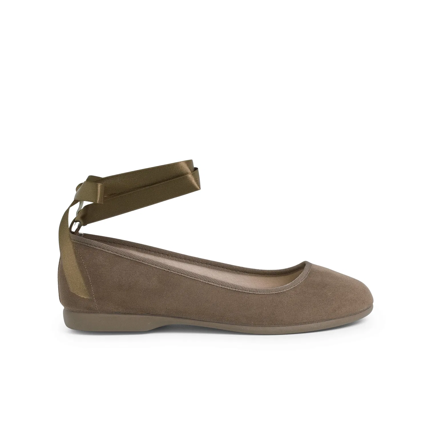 Детские балетки для девочек с сатиновыми лентами Pisamonas, Light Brown