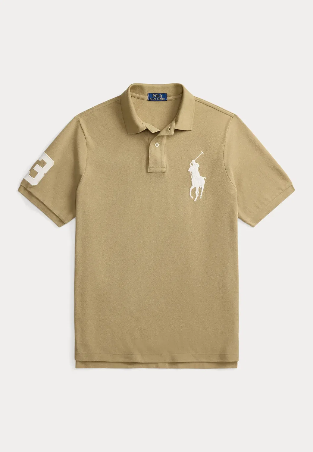 Классическая поло-рубашка из сетчатой ткани с крупным рисунком под пони Polo Ralph Lauren, Surrey Tan/White — фото 4