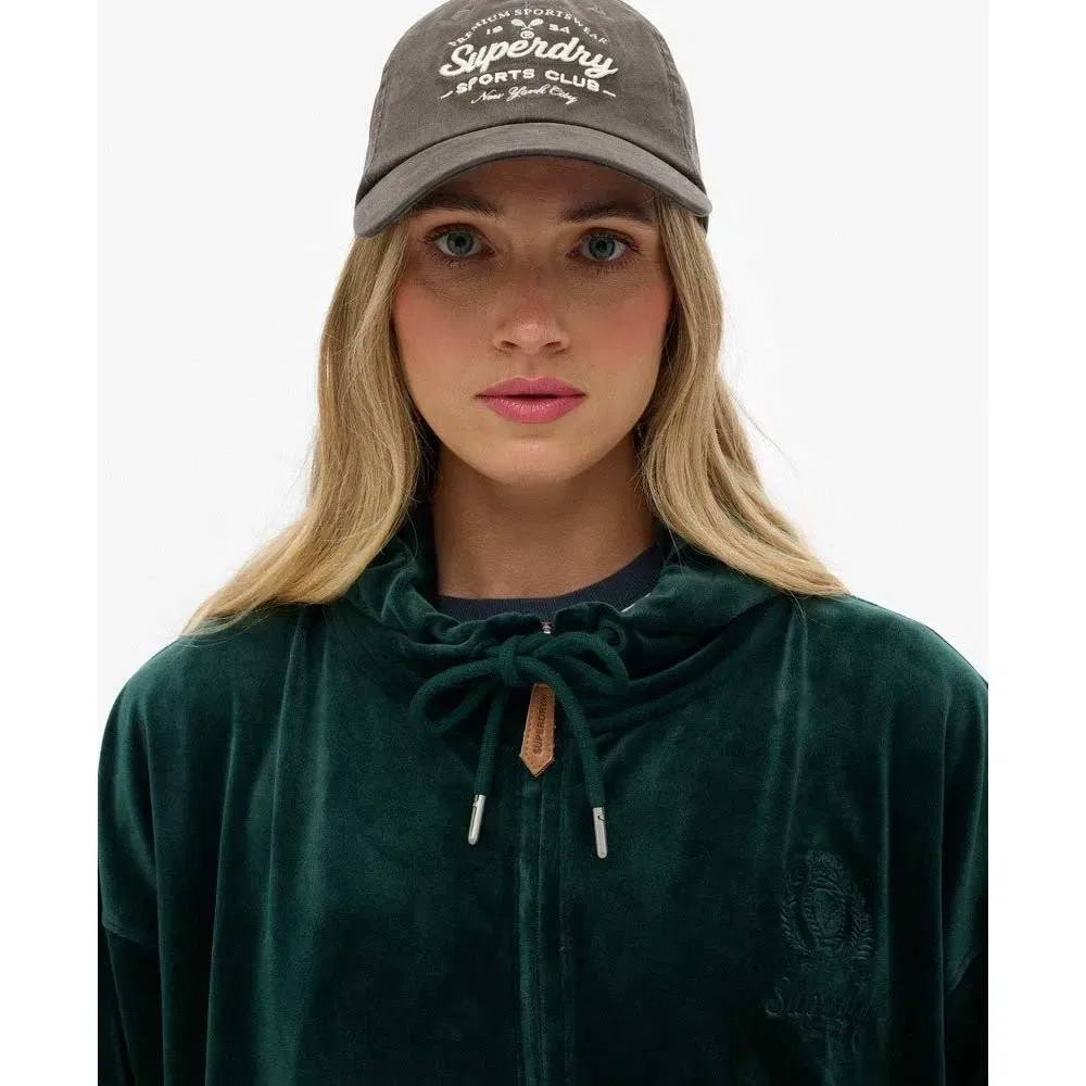 Худи на молнии Superdry Country Club Velour, зеленый — фото 3