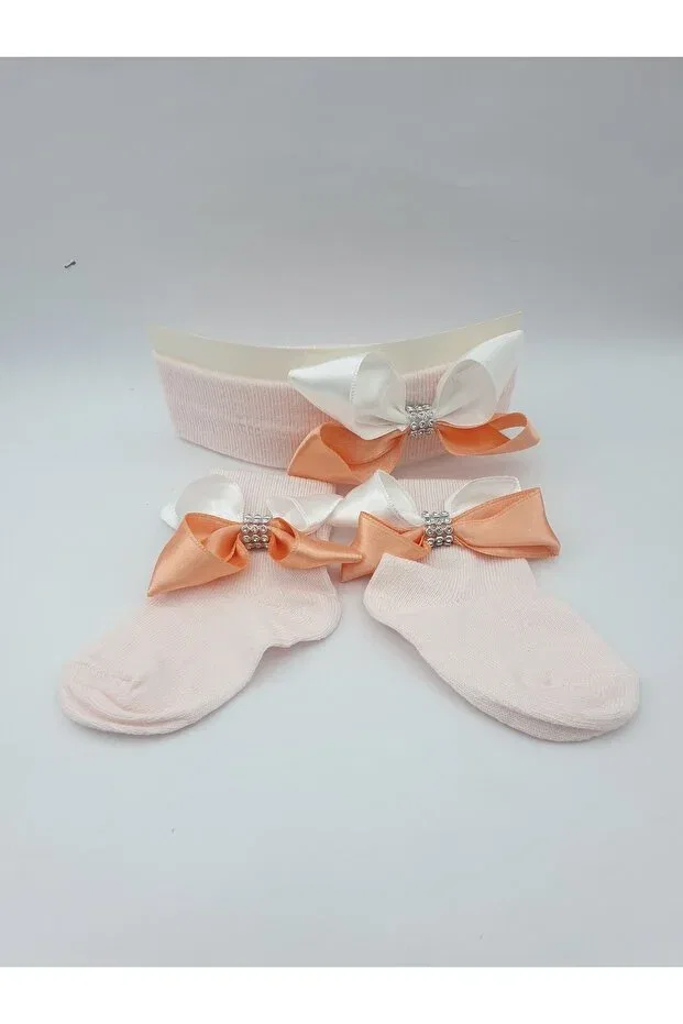 Детские носки-бандана с аксессуарами Özkardeşler Baby, Cream Pink White — фото 2