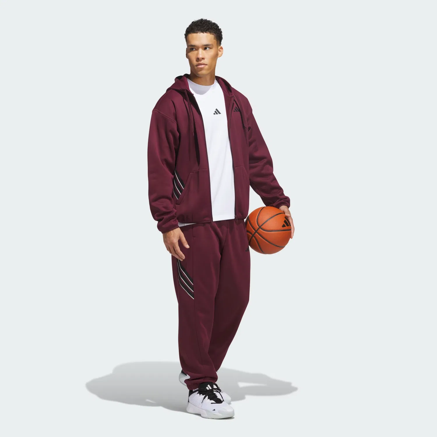 Мужское худи на молнии Crazy Warm Adidas Performance, бордовый — фото 3