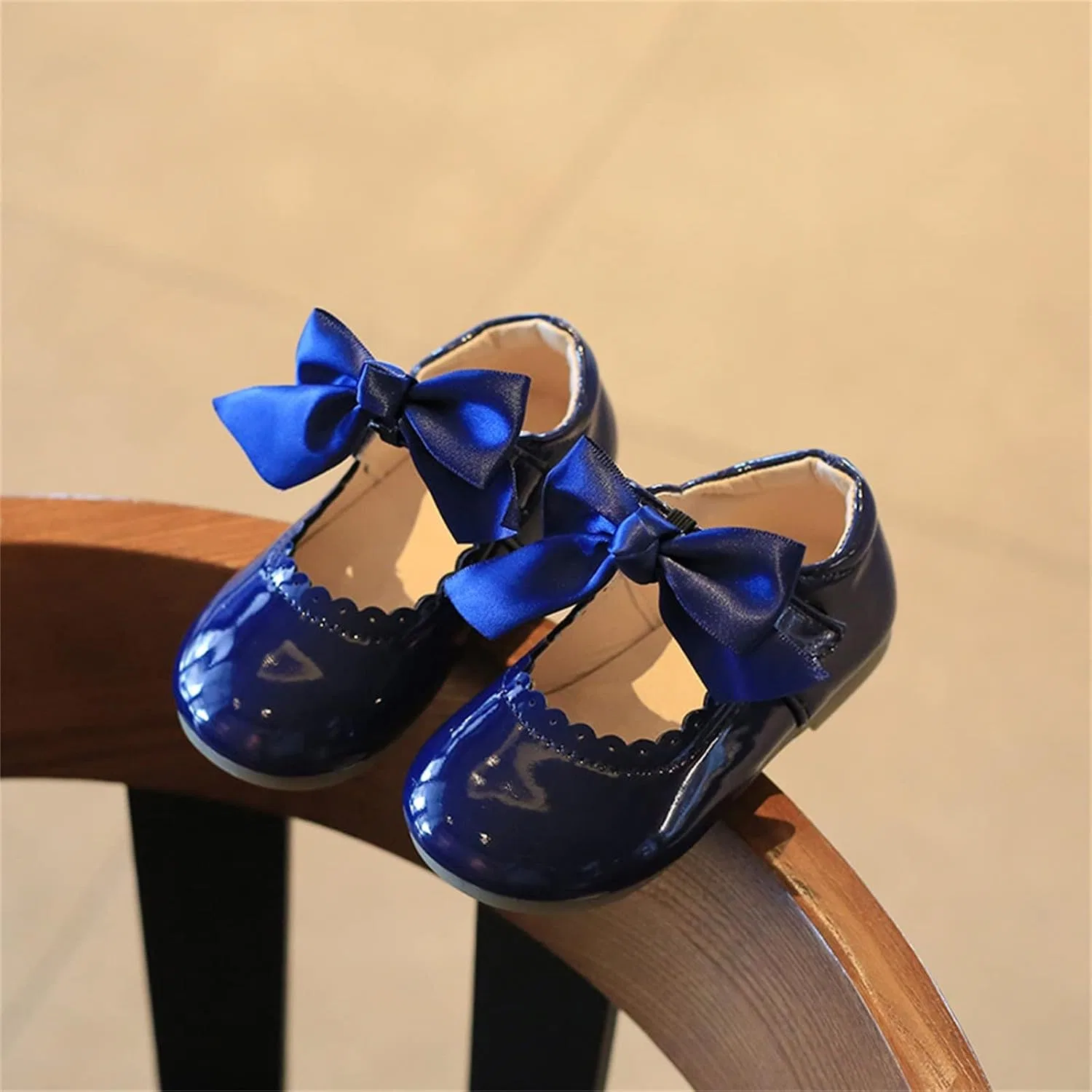 Детские балетки для девочек с цветком Mary Jane, Dark Blue — фото 4