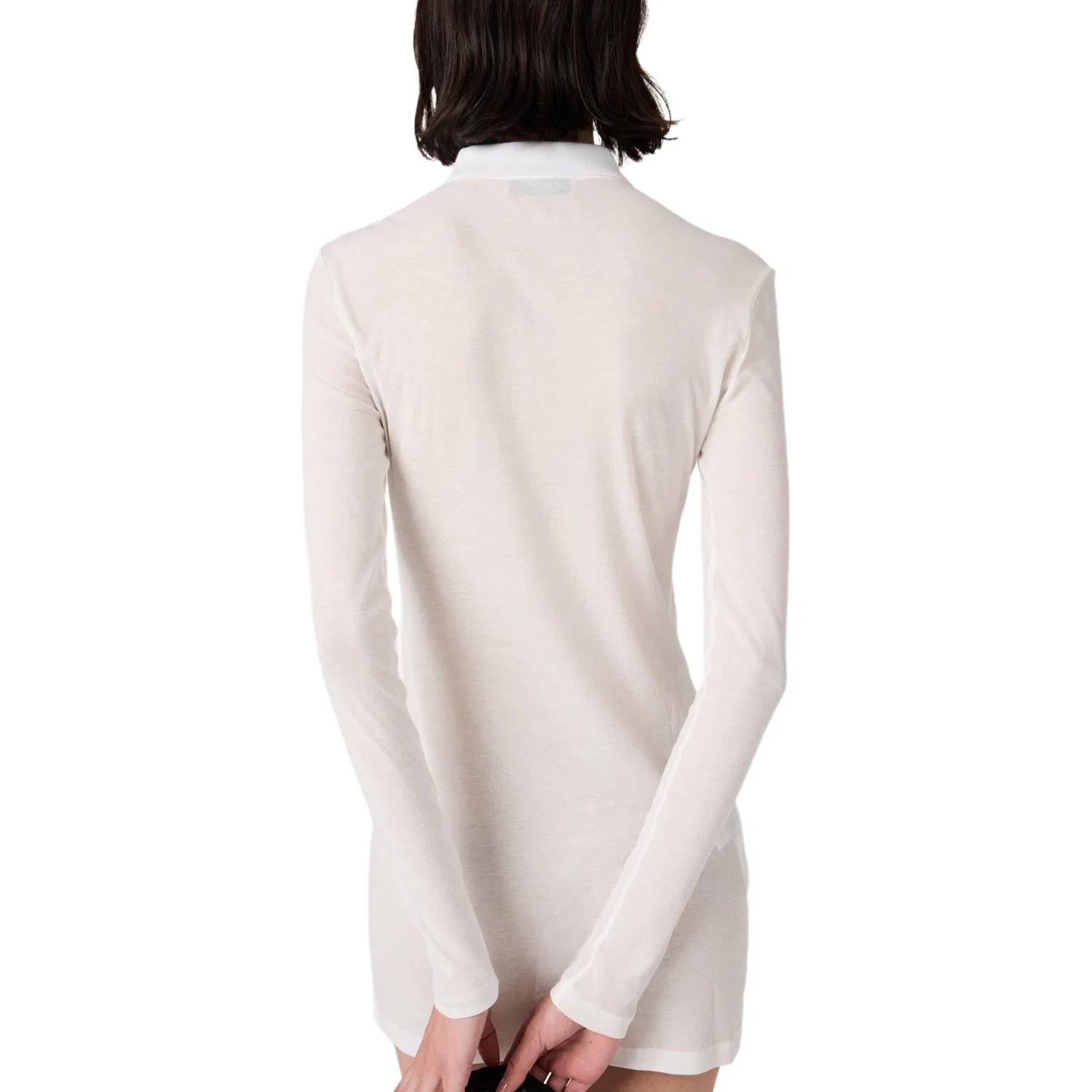 Женское платье мини с длинным рукавом Ribbed Jersey MIU MIU, White — фото 4