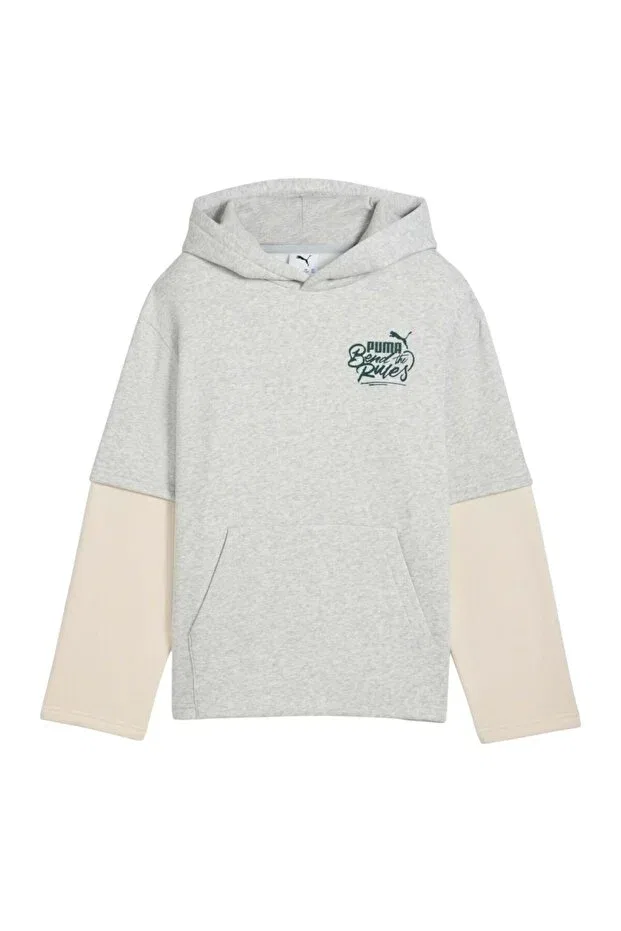 Детское худи для девочек с принтом Mid90s Layered Hoodie Puma, Gray