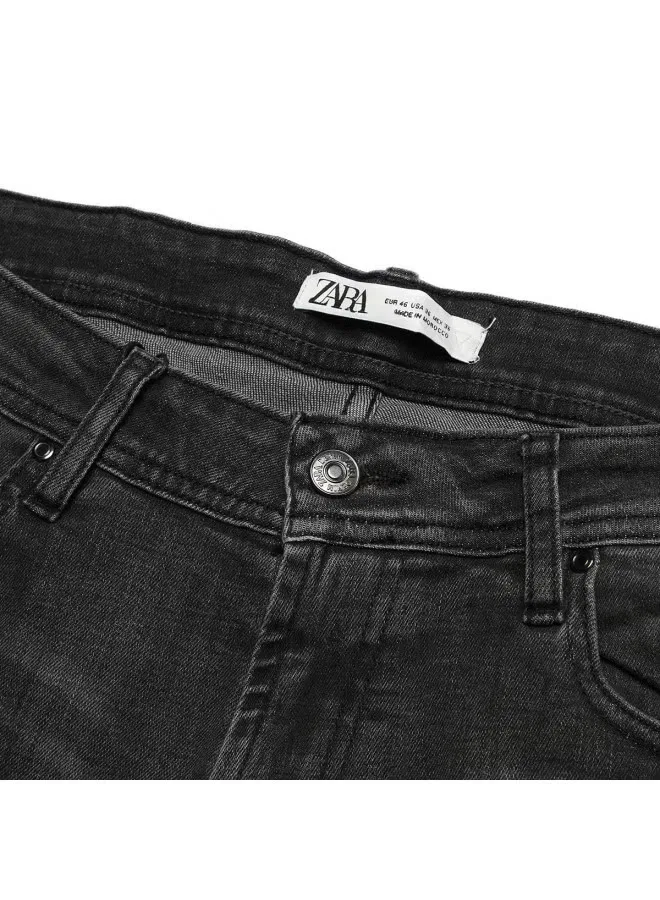 Шорты джинсовые повседневные Zara, серо-черный — фото 4