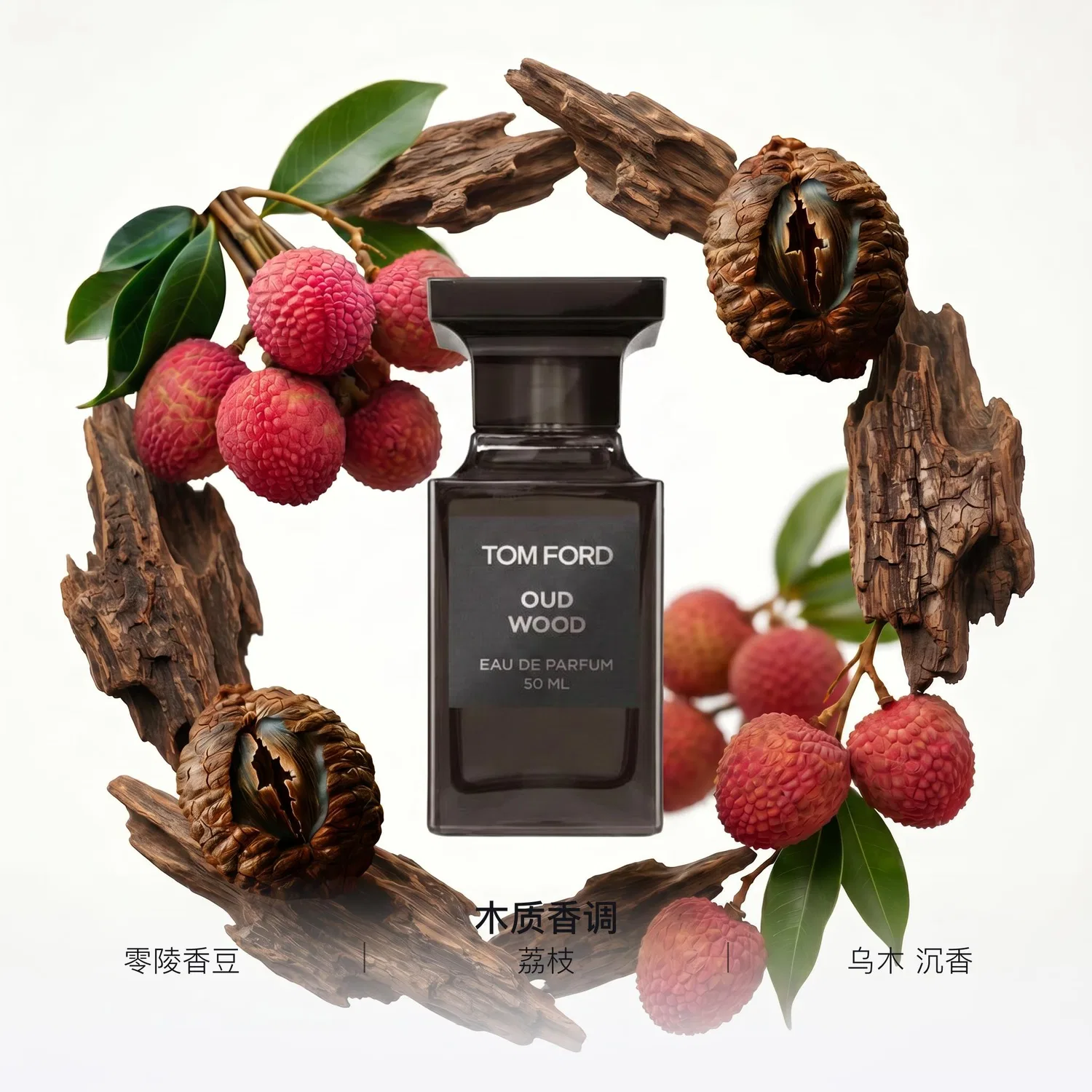 Парфюмерный набор Woody Tones Eau De Parfum EDP Agarwood Black Pepper Santalum Album TOM FORD, 50 мл + 10 мл — фото 3