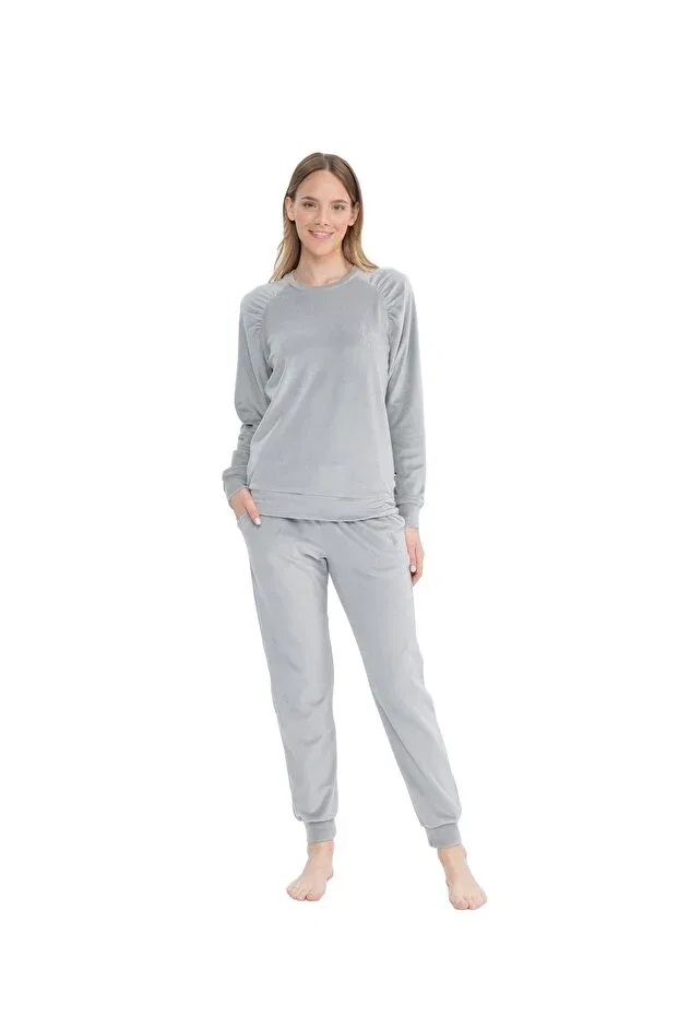 Женский комплект пижамы из хлопка U.S. Polo Assn., Gray Melange — фото 2