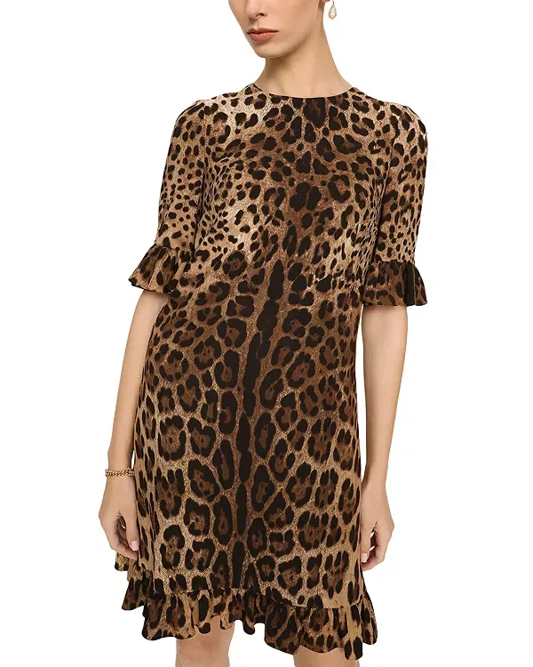 Женское платье с принтом Cady leopard print mini dress Dolce & Gabbana, Leopard