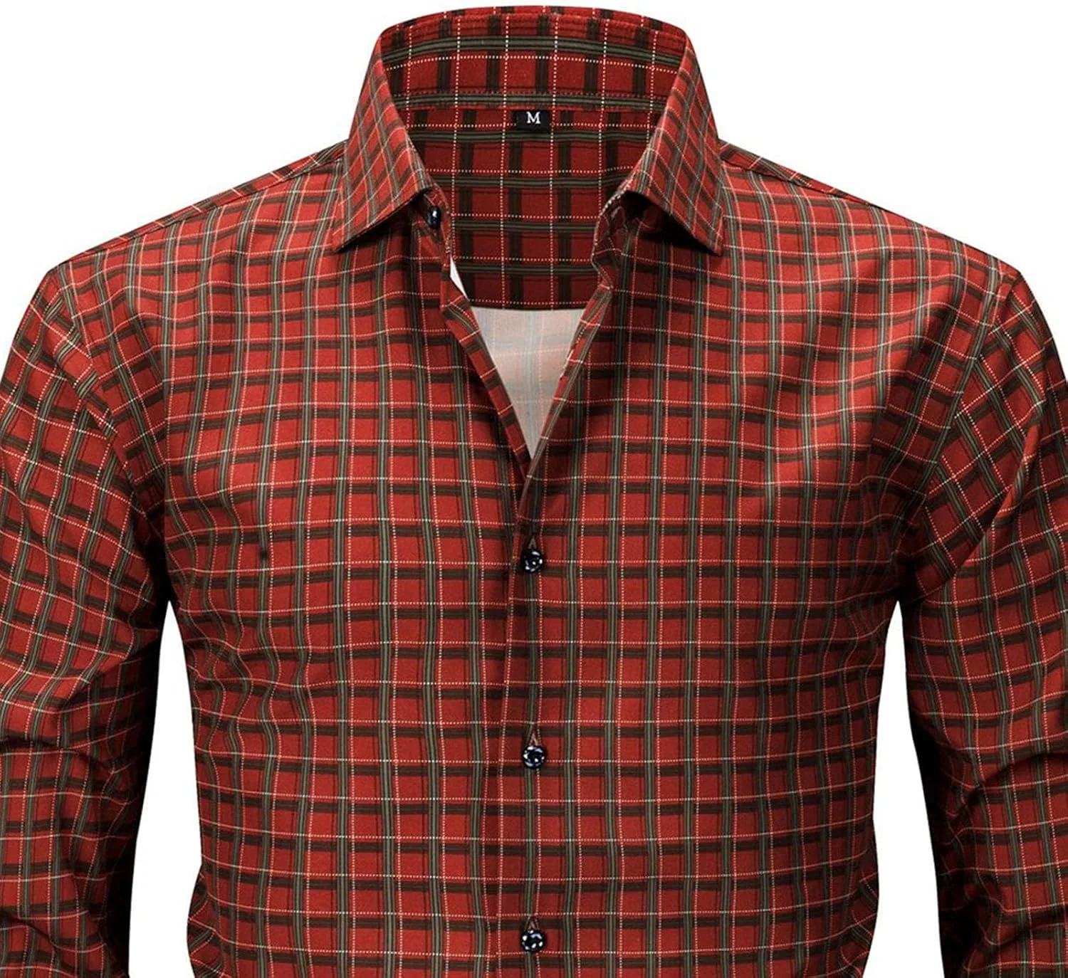 Мужская рубашка с длинным рукавом, Slim Fit, красный — фото 3
