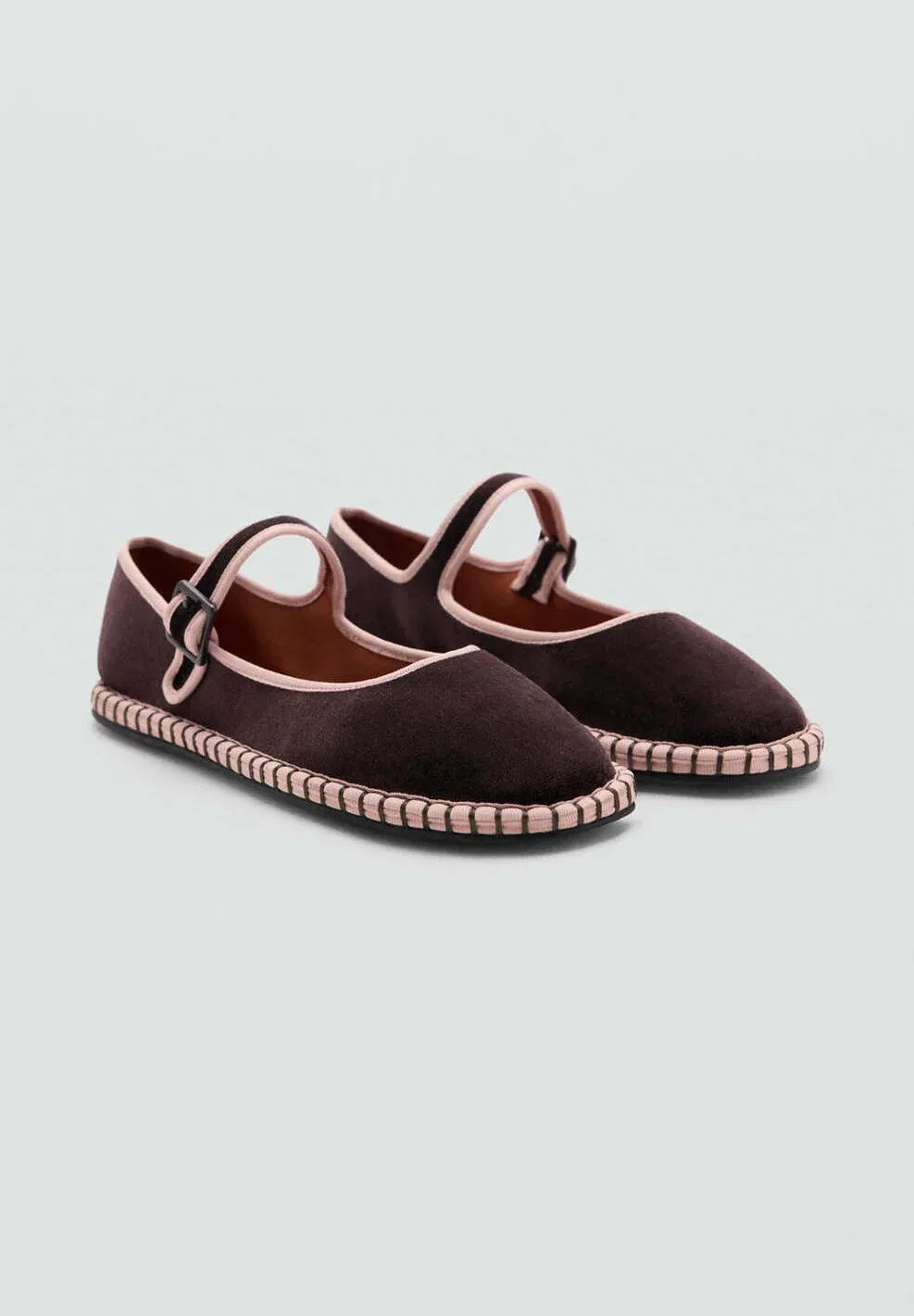Детские балетки с ремешком на щиколотке Mango Kids, Dark Brown — фото 2