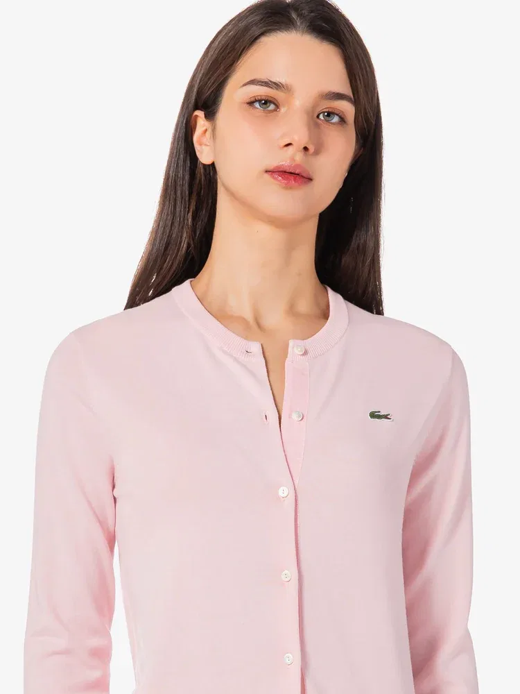 Кардиган LACOSTE Pink, базовый, из хлопка — фото 2