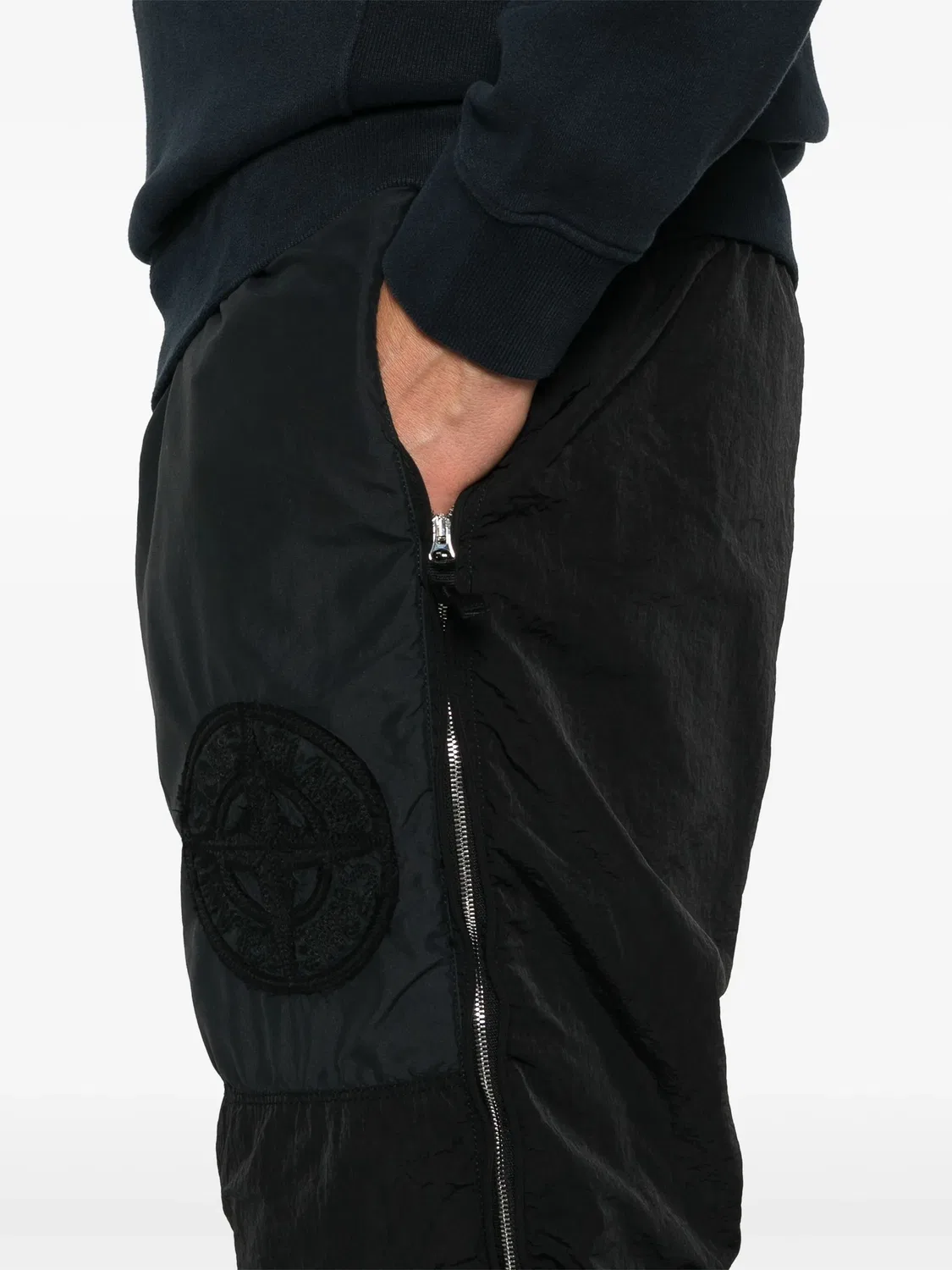 Штаны для трека с вышитым логотипом Stone Island, черный — фото 2
