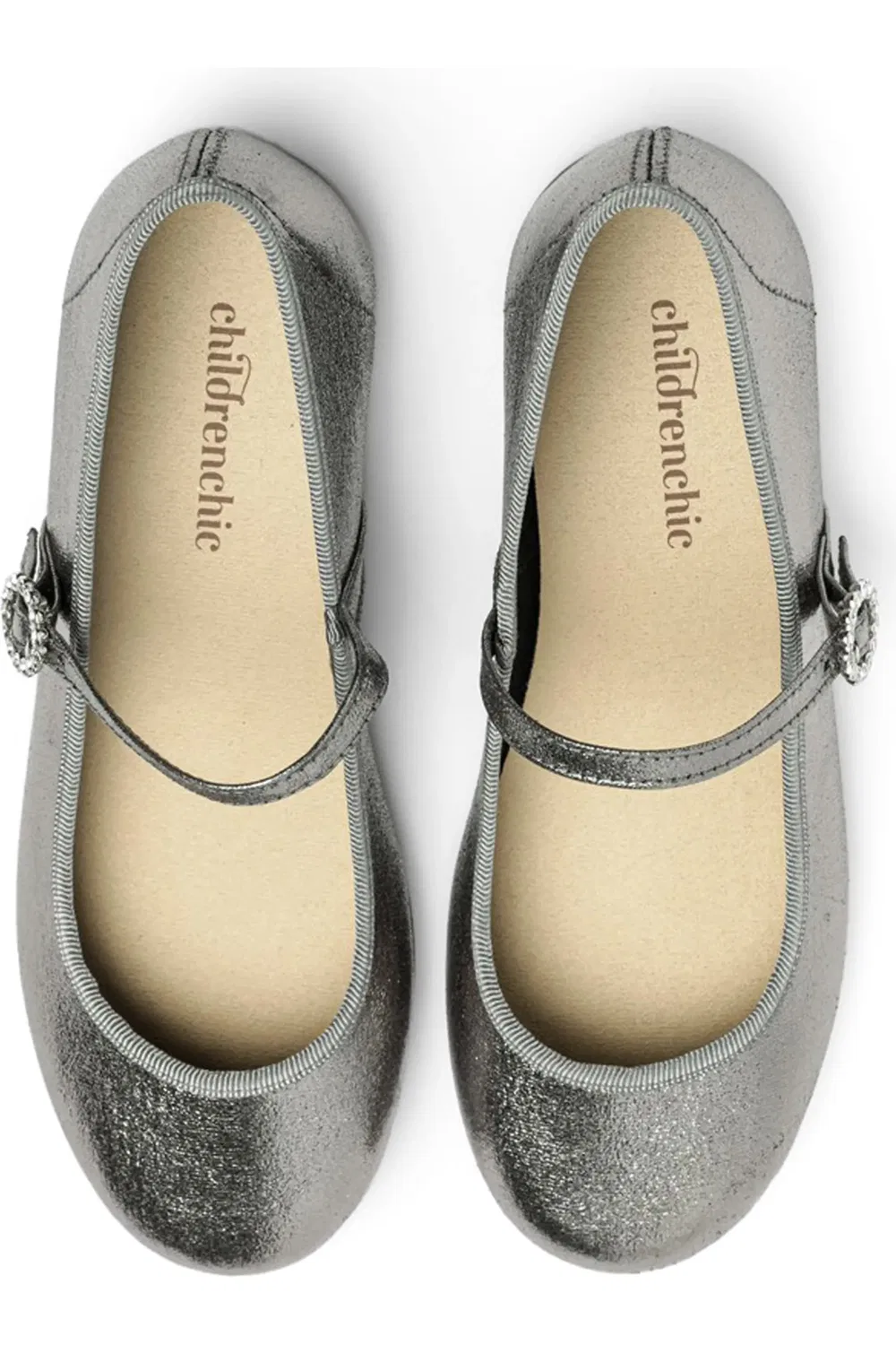 Детские туфли Мэри Джейн с блестками Shimmer Mary Jane CHILDRENCHIC, Silver — фото 3