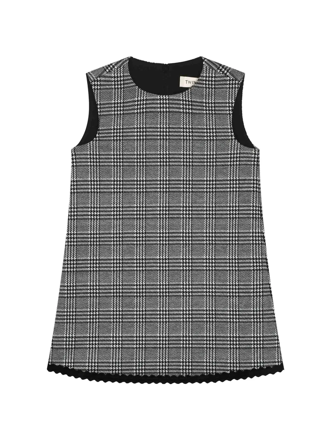 Платье в клетку Prince of Wales с фестонами Twinset Kids, серый