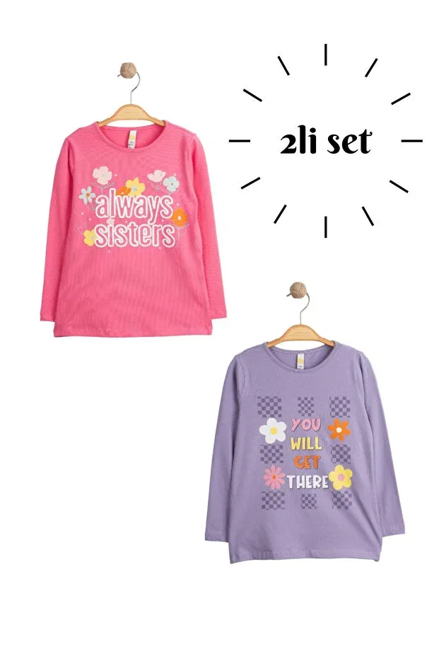 Детский комплект свитшотов для девочек с принтом Always Sisters And You Will Get There Mama And Miel, Pink-Lilac