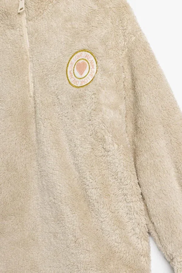 Детские свитшот для девочек с длинным рукавом Koton Kids, Beige — фото 3