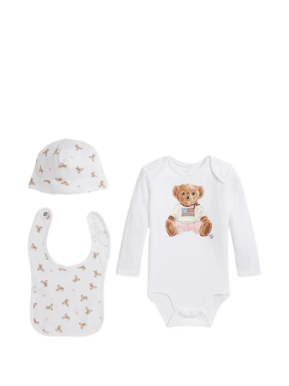 

Комплект из трех боди с принтом "медвежонок" Polo Ralph Lauren Kids, белый