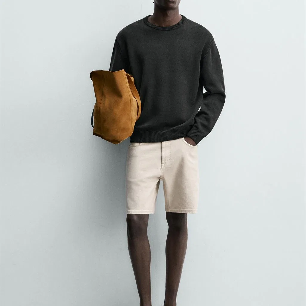 Мужские джинсовые шорты с принтом Raw White ZARA, Raw White — фото 4