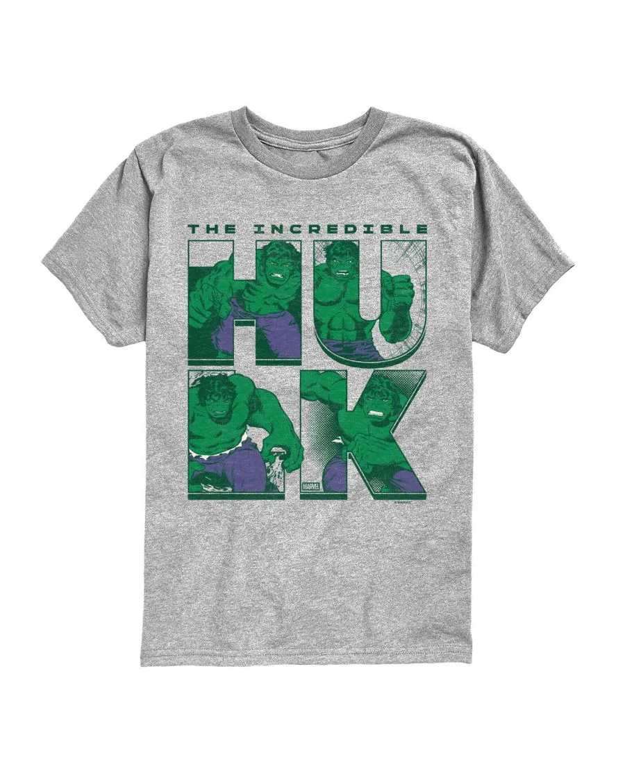 Футболка с коротким рукавом, с принтом The Incredible Hulk Hybrid, Athletic Heather