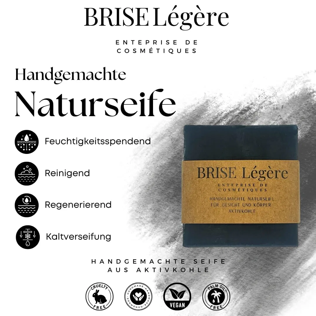 Твердое мыло с активированным углем, Brise Légère, 100 г, Black — фото 2