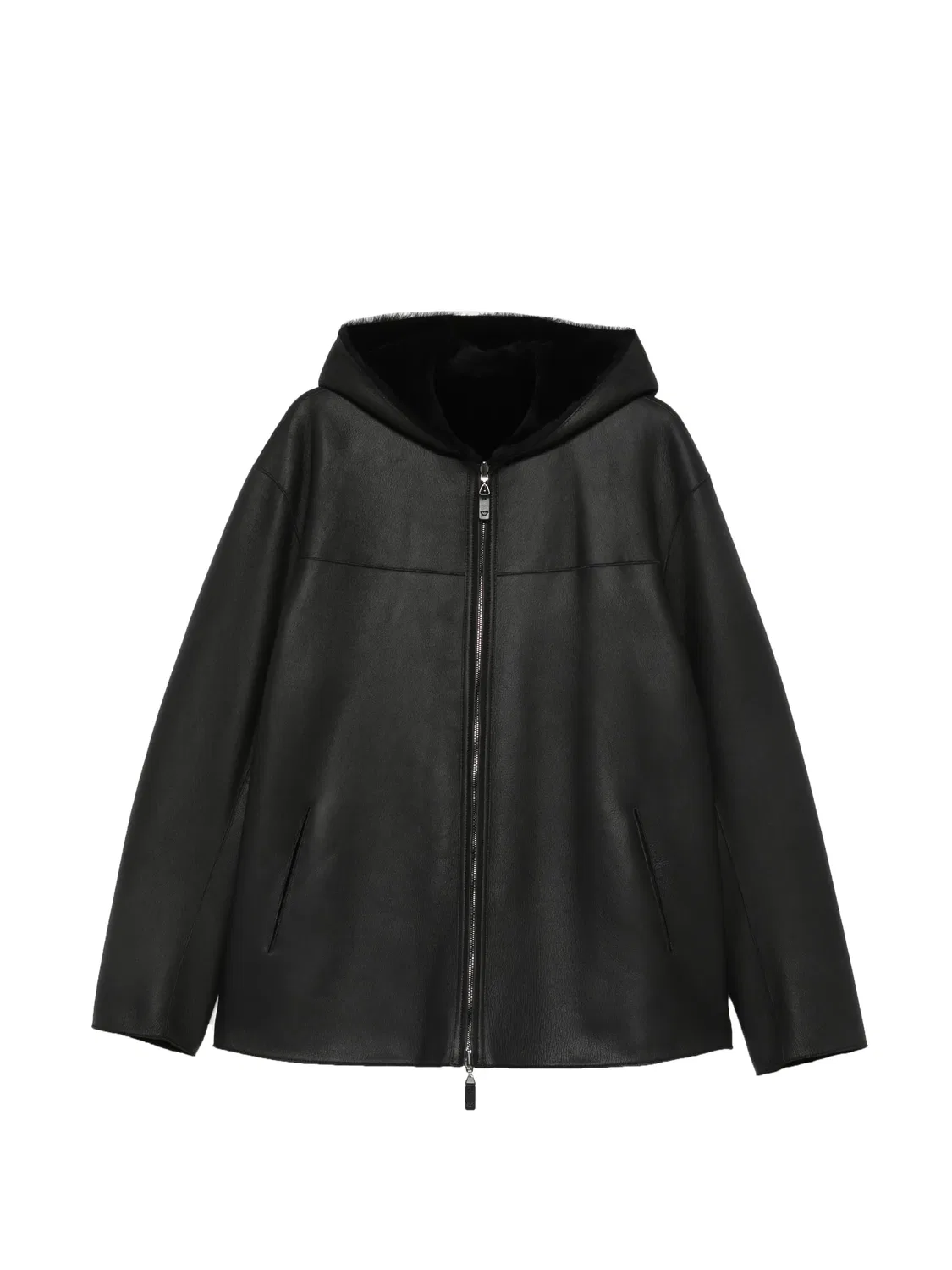 Куртка из овчины с капюшоном Emporio Armani, черный