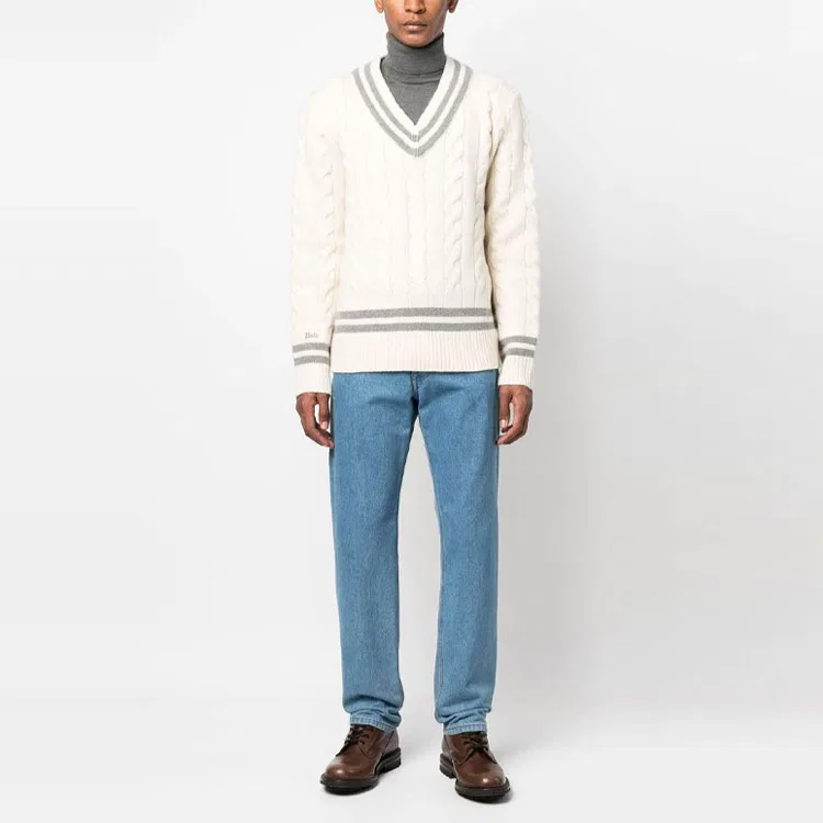Женский кашемировый свитер с V-образным вырезом Bone White Polo Ralph Lauren — фото 3