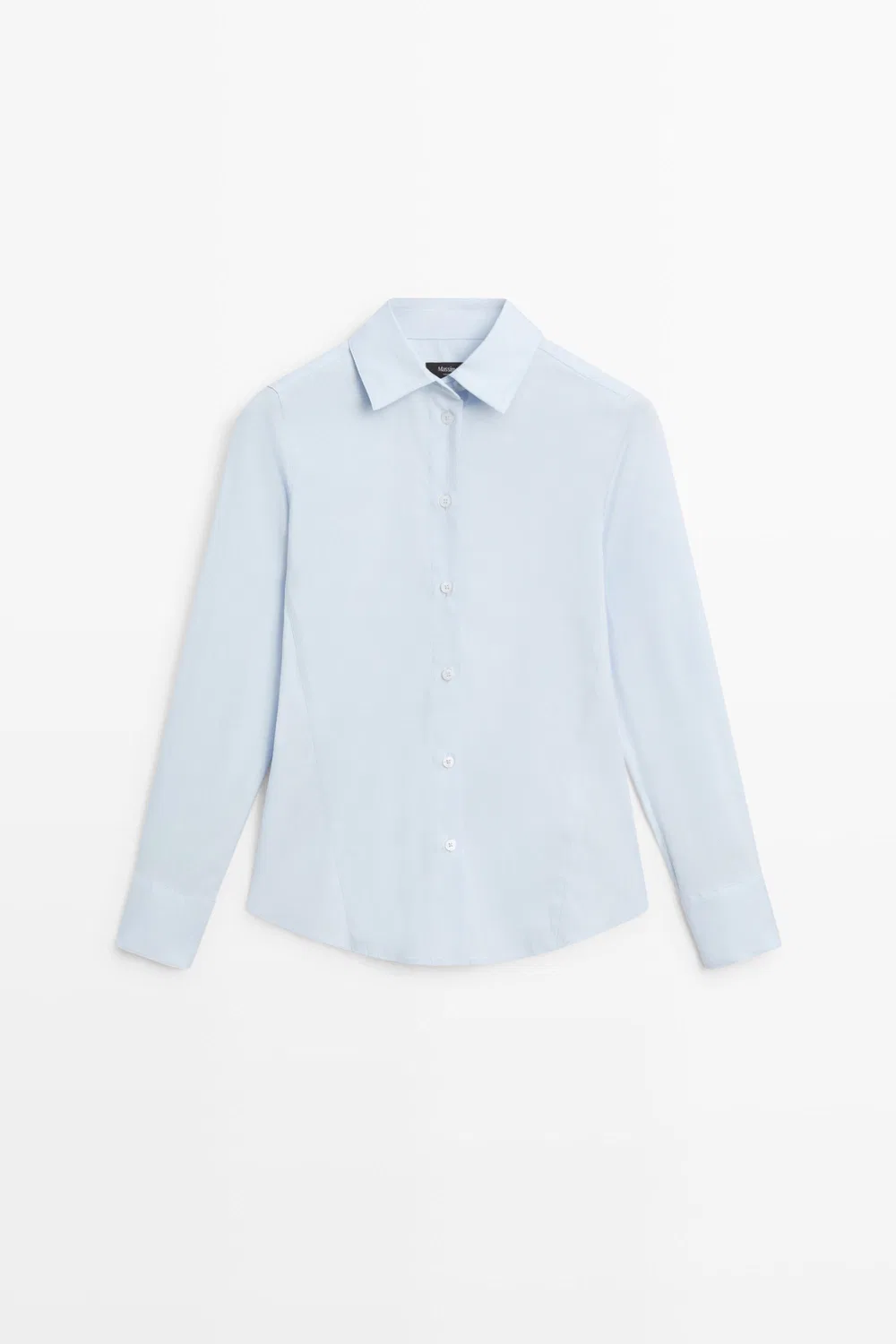 Рубашка Massimo Dutti Cotton Blend Poplin, небесно-голубой — фото 2